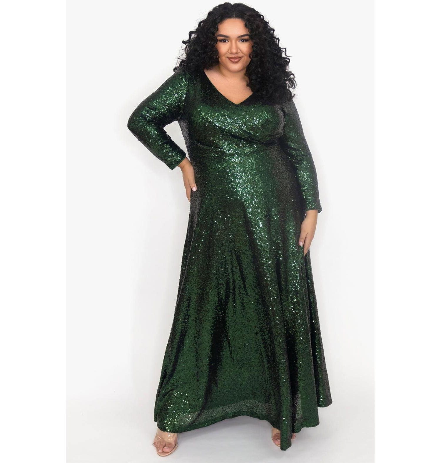 Women's Long Sleeve Sequin Formal Dress
