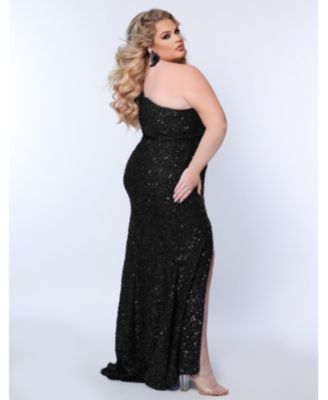 Women's One-Shoulder Sequin Evening Gown