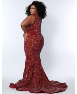 Women's Sequin Velvet Stylish Cut Out Prom Dress