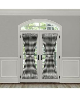 Plaid Country Farmhouse French Door Curtain Panel With Matching Tieback - 25W x 40L, Yellow