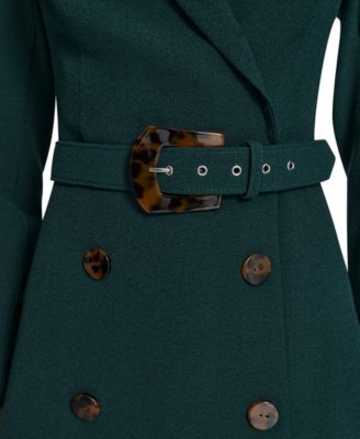 Petite Flounce-Hem Long-Sleeve Blazer Dress