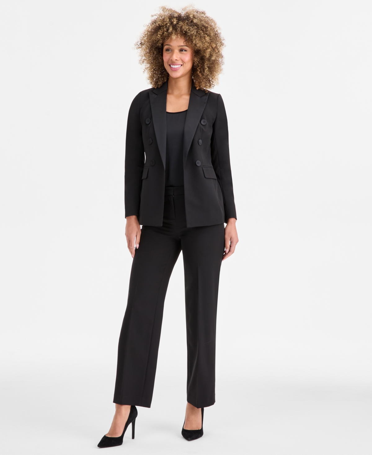 Anne Klein Women's Peak-lapel Open-front Blazer In Multi