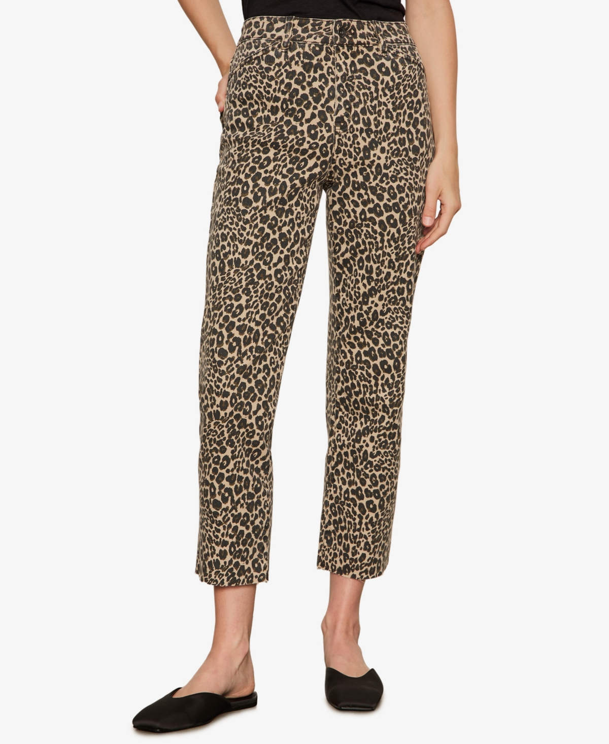 Sanctuary Cadence '90s Raw Hem Crop Straight Leg Jeans In Animal Print