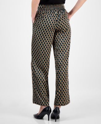 Women's Printed High Rise Wide-Leg Pull-On Pants