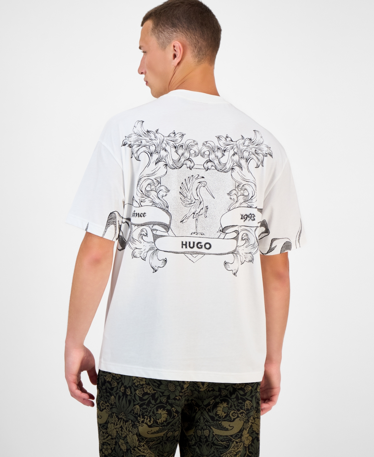 Hugo Boss Men's Duarms Oversized Short Sleeve Crewneck Graphic T-shirt In White