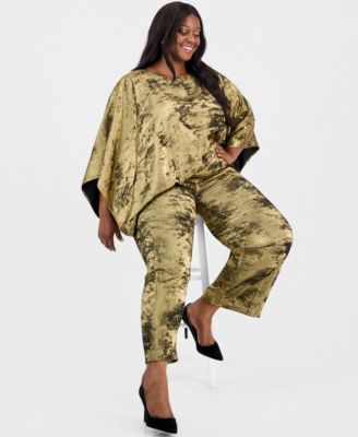 Plus Size Metallic Dolman-Sleeve Top