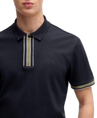 Men's Interlock-Cotton Contrast Tipping Polo