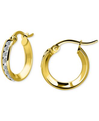 Cubic Zirconia Small Hoop Earrings in Sterling Silver, 0.625", Macy's Exclusive