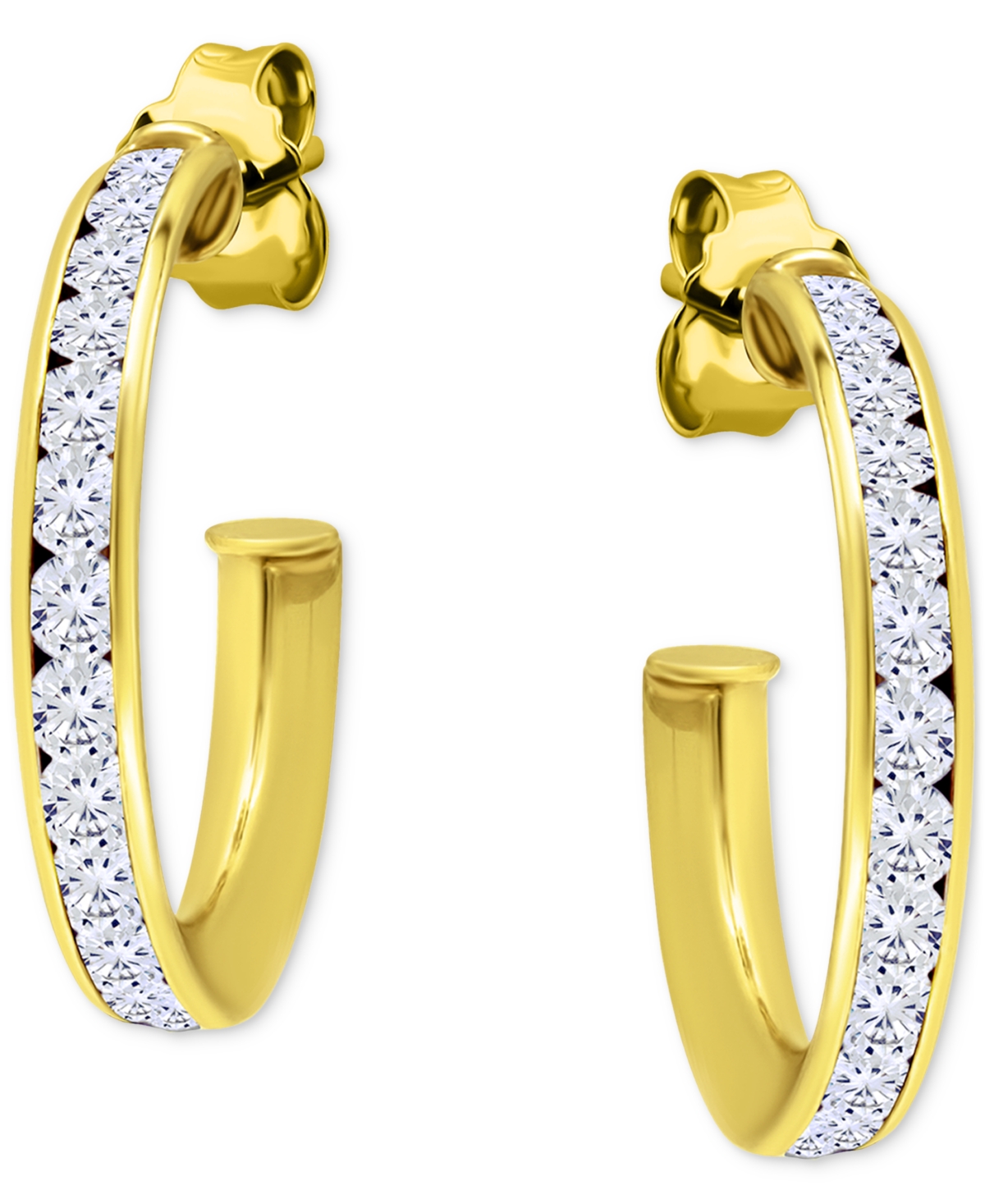 Giani Bernini Cubic Zirconia Channel Set Small Hoop Earrings In Sterling Silver, 0.79", Macy's Exclusive In Gold