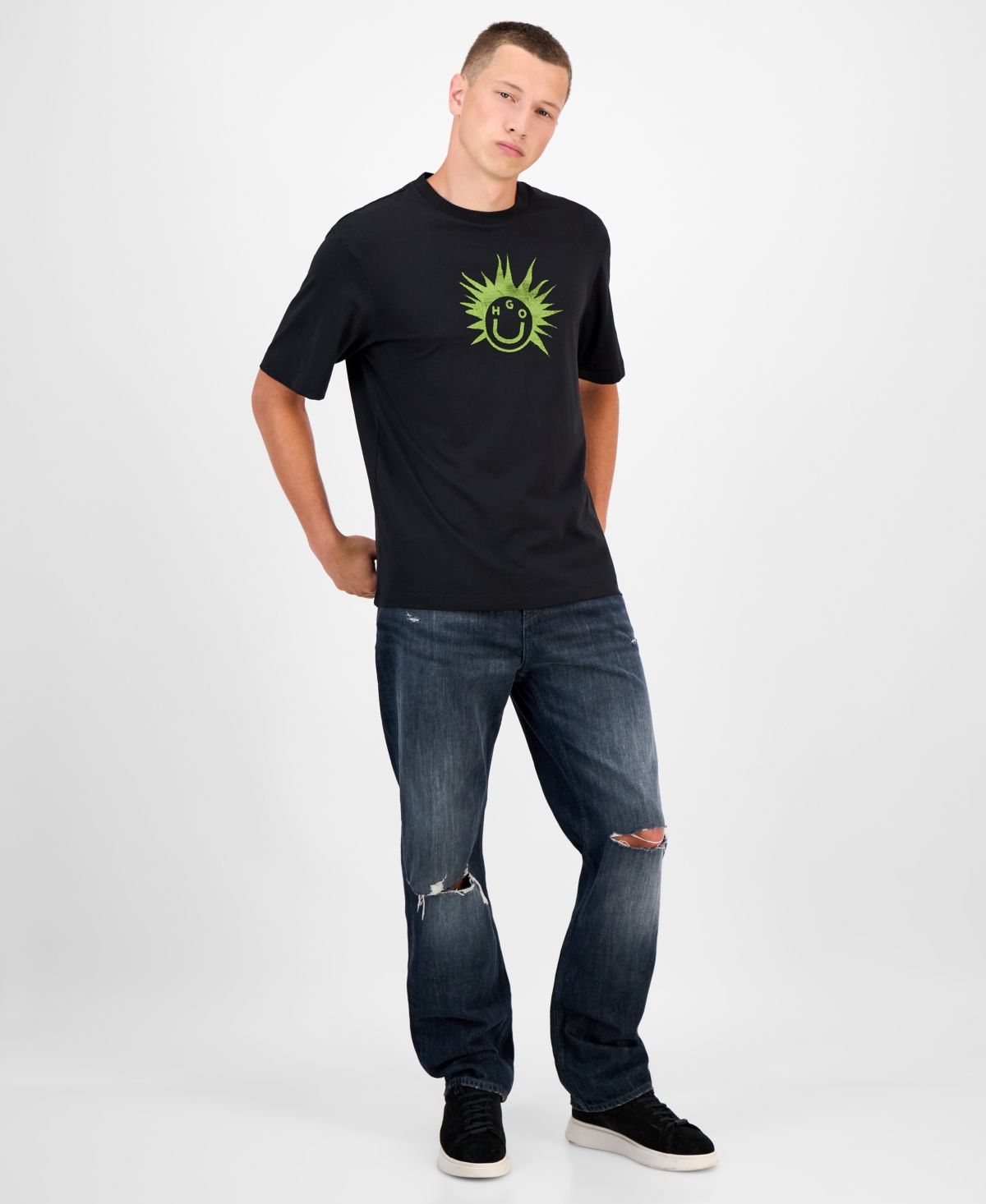 Hugo Boss Hugo By  Men's Nugix Cotton Graphic T-shirt In Black