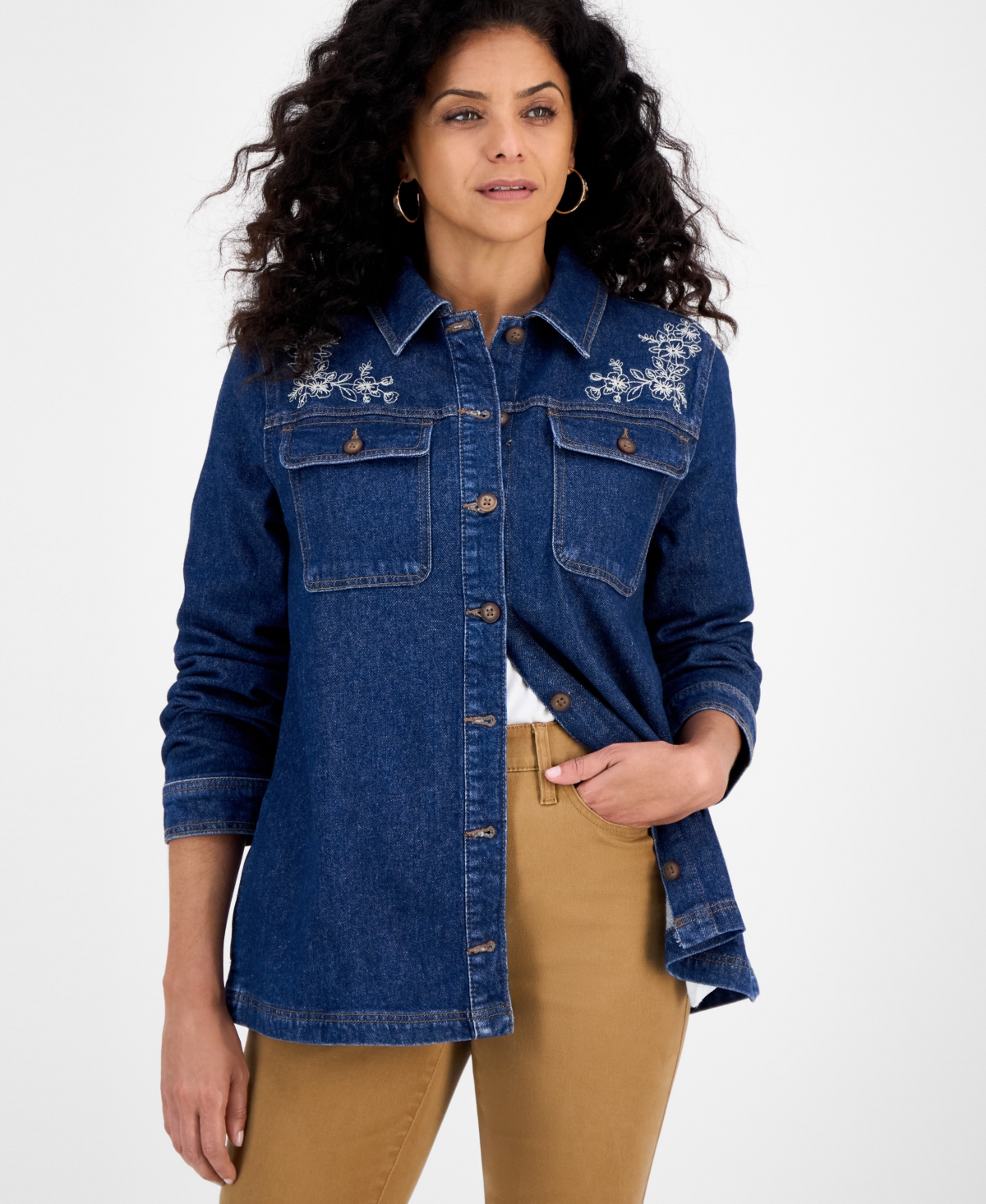 Style & Co Petite Denim Garden Jacket, Macy's Exclusive In Blue