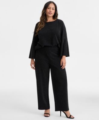 AK Anne Klein - Plus Size Wide-Leg Knit Pull-On Pants