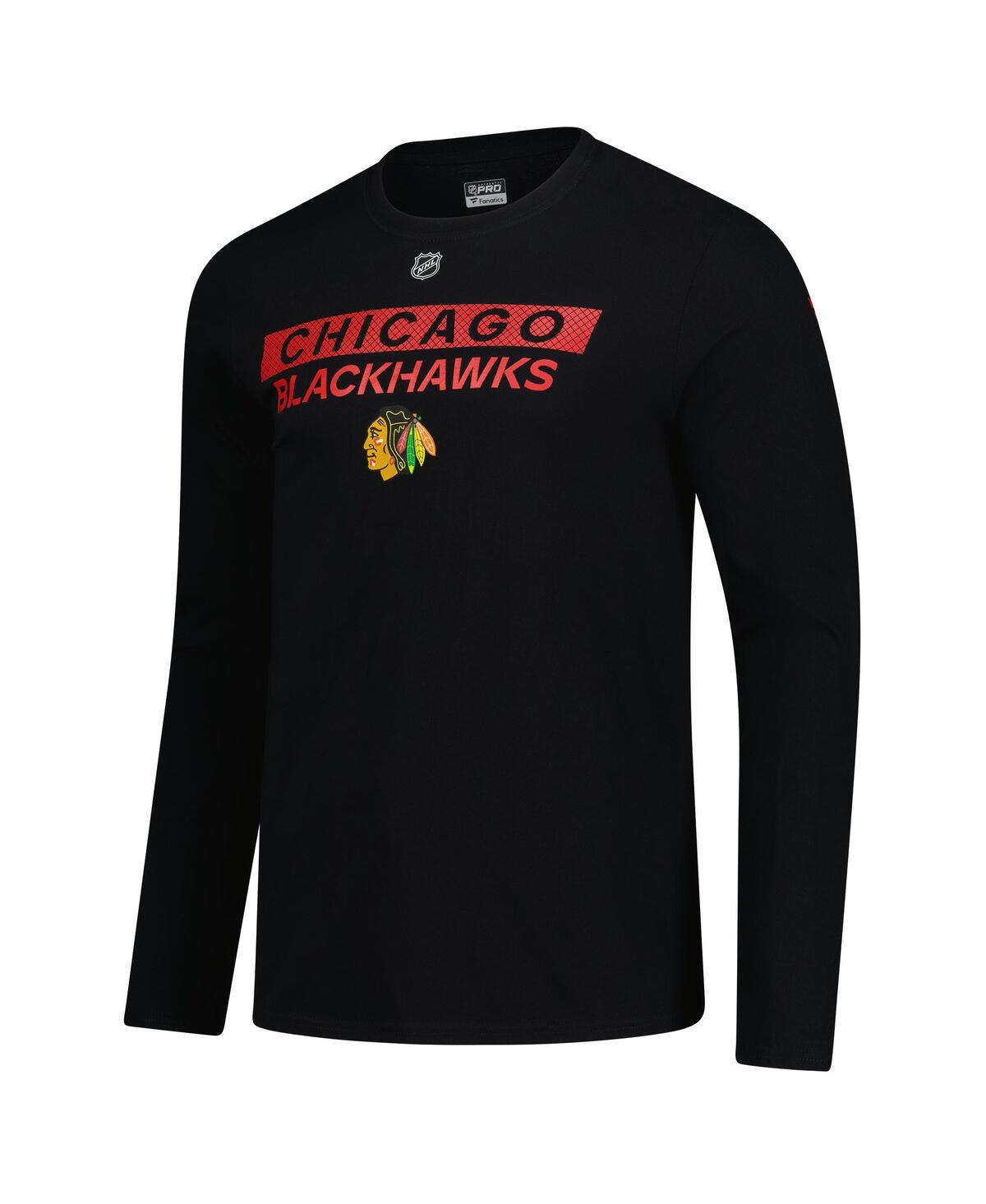 Fanatics Men's Black Chicago Blackhawks Authentic Pro Primary Logo Long Sleeve T-shirt In Black