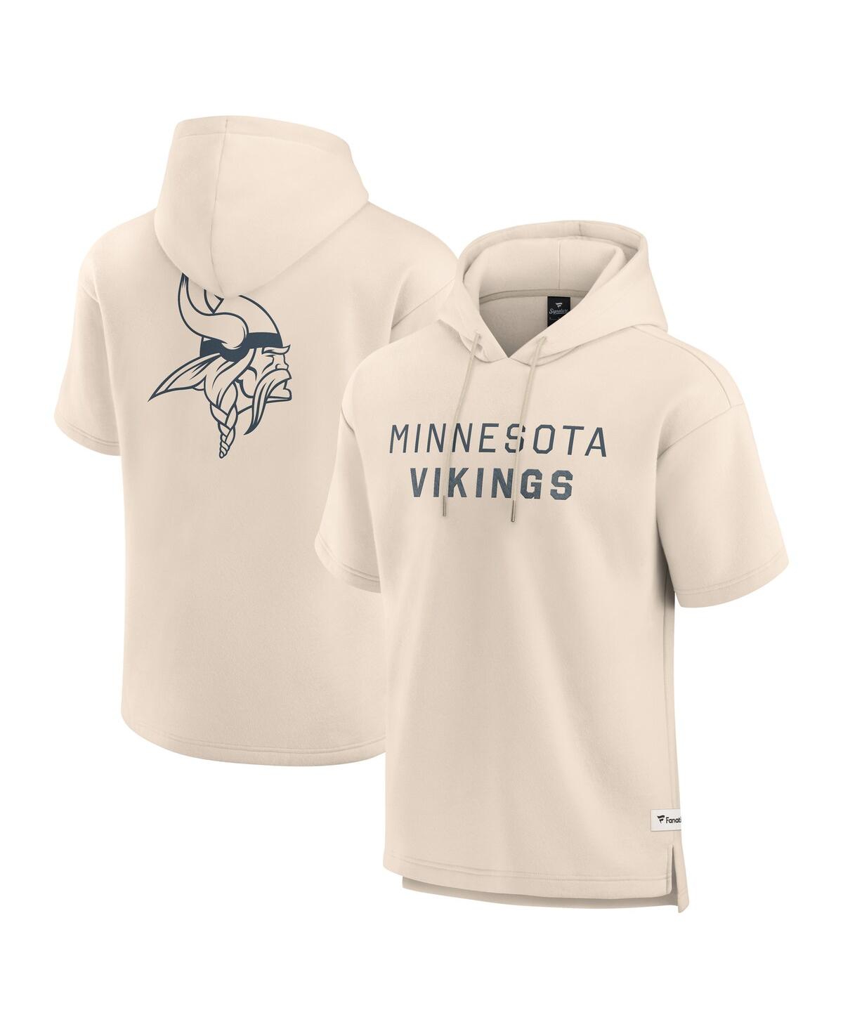 Men's Cream Minnesota Vikings Elements Future Ground Lettering Short Sleeve Pullover Hoodie - Cream