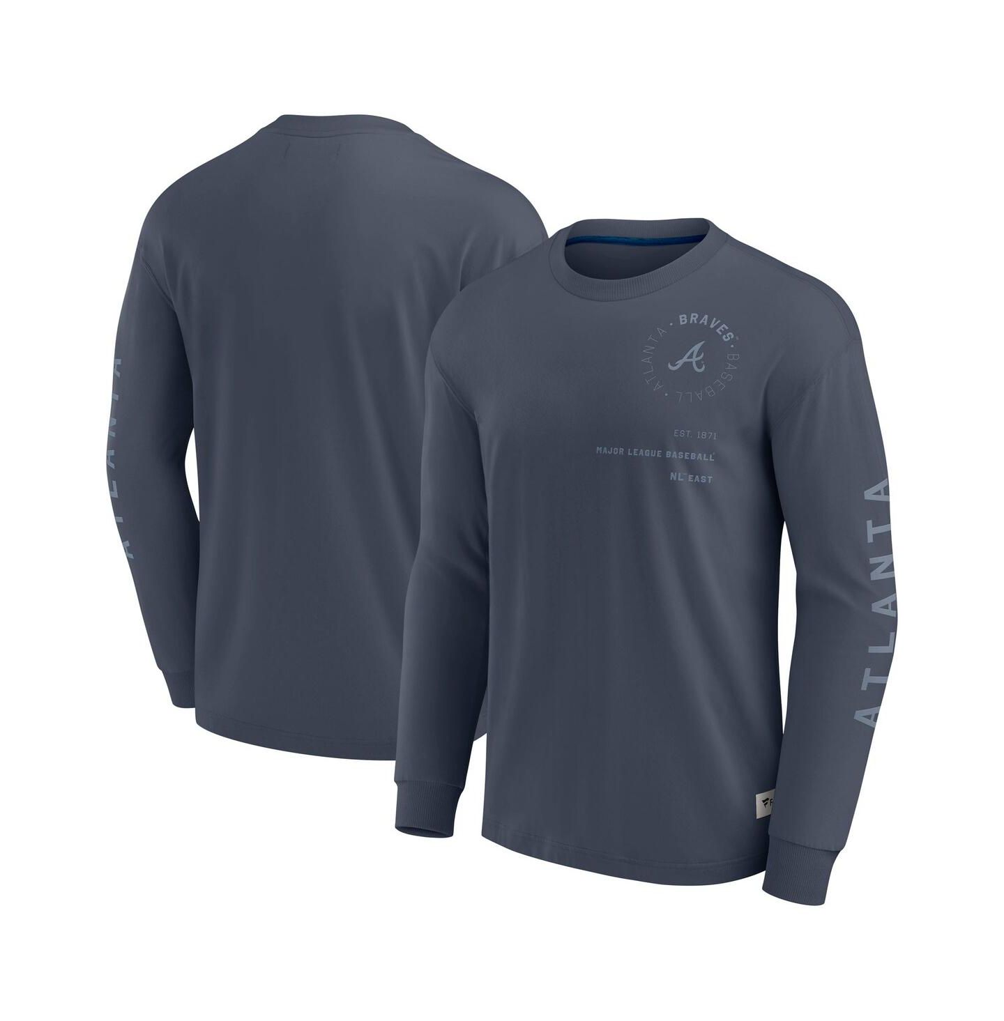 Мужская футболка Fanatics Blue Atlanta Braves Elements Future Ground Tonal Info Long Sleeve — фото 1