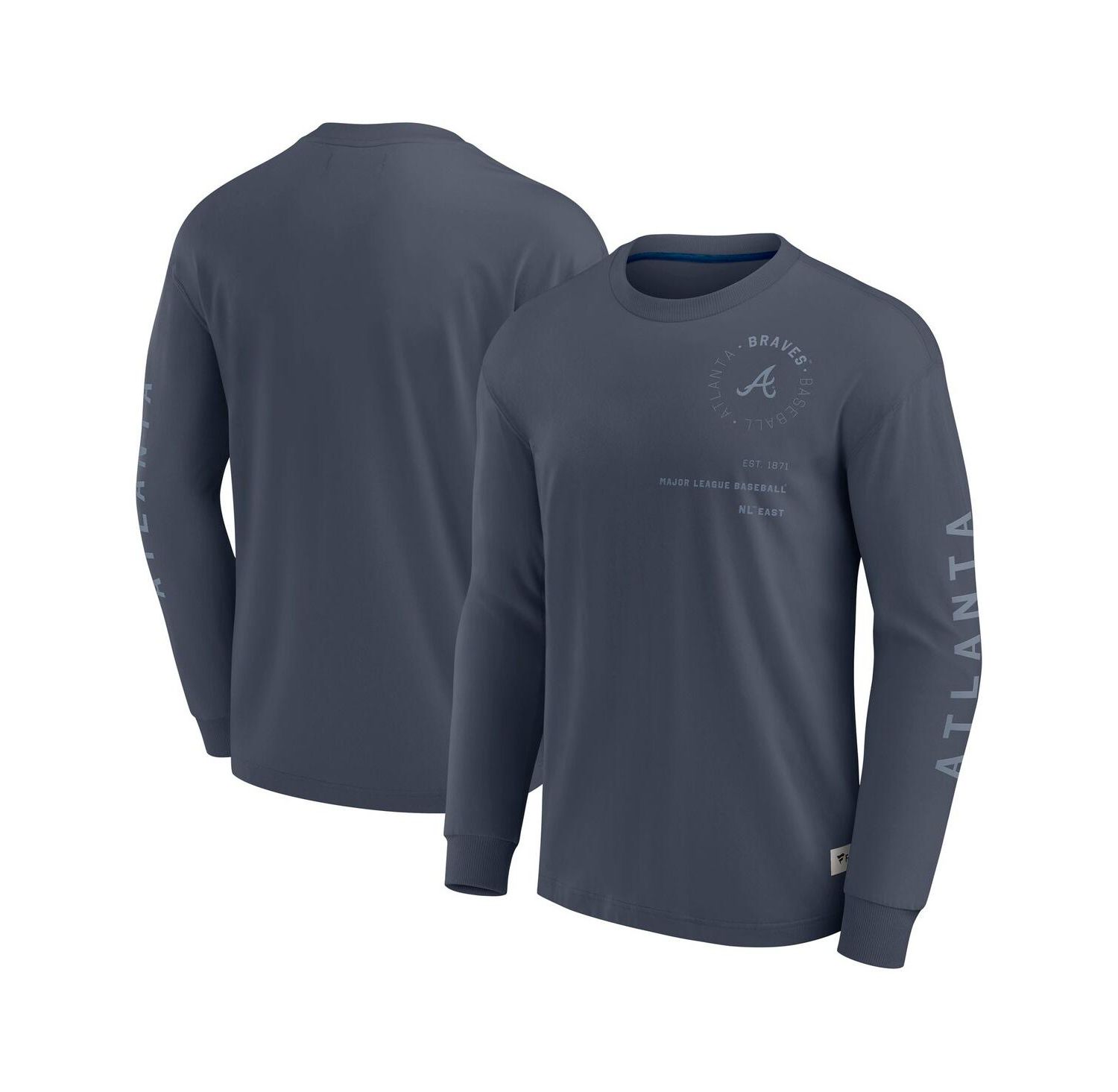 Men's Blue Atlanta Braves Elements Future Ground Tonal Info Long Sleeve T-Shirt