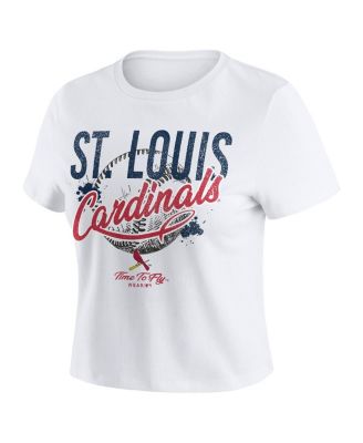 Women's White St. Louis Cardinals Distressed Cropped Baby T-Shirt