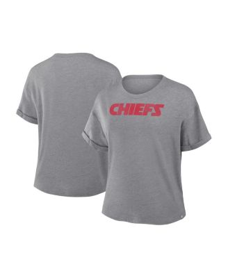 Fanatics - Women's Heather Gray Kansas City Chiefs Swing Pass Tri-Blend Boxy T-Shirt