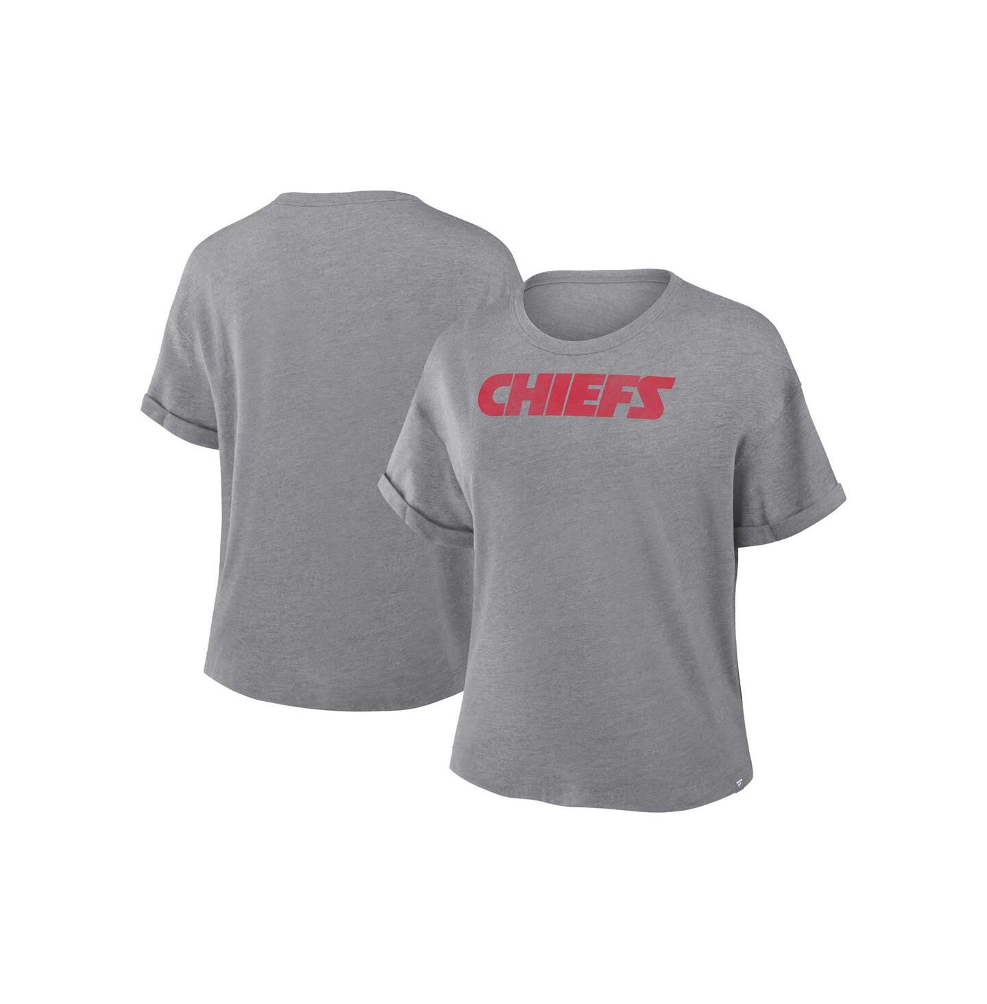Женская футболка Fanatics Heather Gray Kansas City Chiefs Swing Pass Tri-Blend Boxy — фото 1