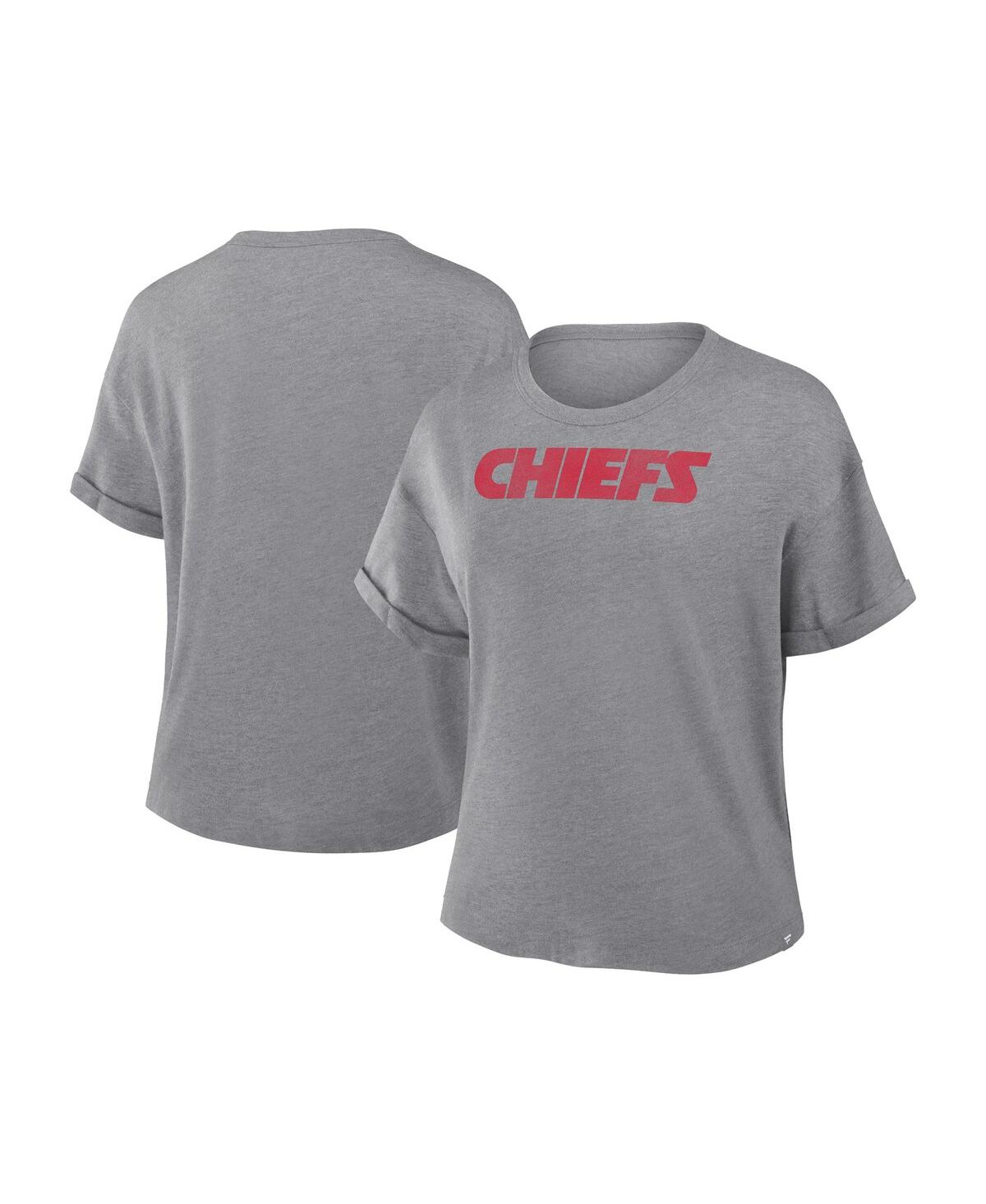 Fanatics Women's Heather Gray Kansas City Chiefs Swing Pass Tri-blend Boxy T-shirt