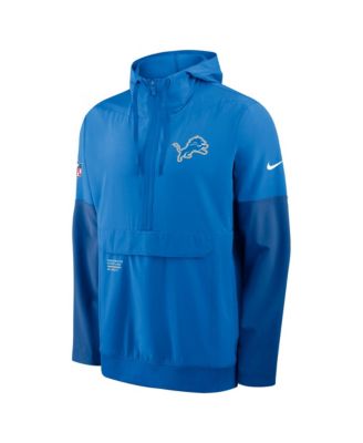 Men's Blue Detroit Lions Sideline Anorak Half-Zip Hoodie Jacket