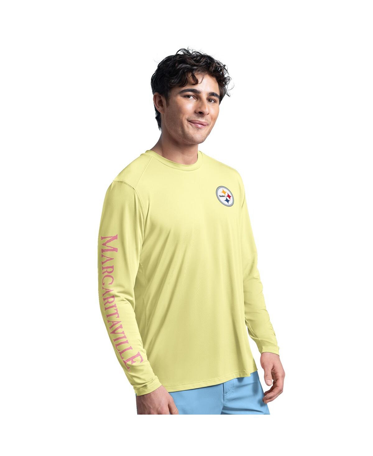 Men's Yellow Pittsburgh Steelers Margaritaville Rock Harbor Long Sleeve Rashguard Top - Yellow