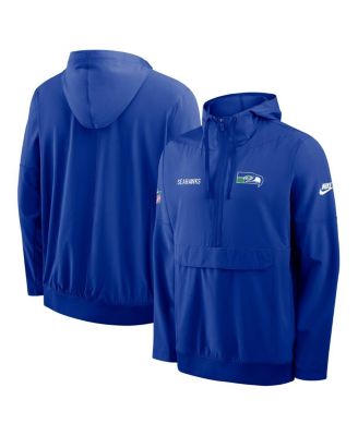 Men's Royal Seattle Seahawks Sideline Alt Pack Anorak Half-Zip Hoodie Jacket