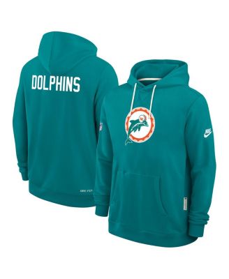 Men's Aqua Miami Dolphins Sideline Offensive Set Play Performance Pullover Hoodie