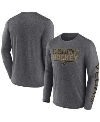 Fanatics - Men's Heather Charcoal Vegas Golden Knights Sweep Iconic Synthetic Long Sleeve T-Shirt