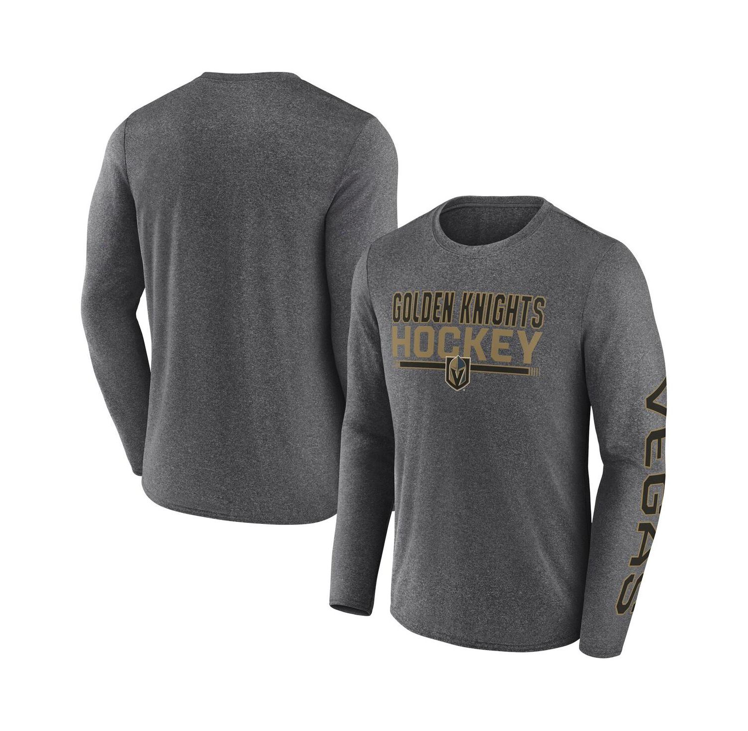 Men's Heather Charcoal Vegas Golden Knights Sweep Iconic Synthetic Long Sleeve T-Shirt