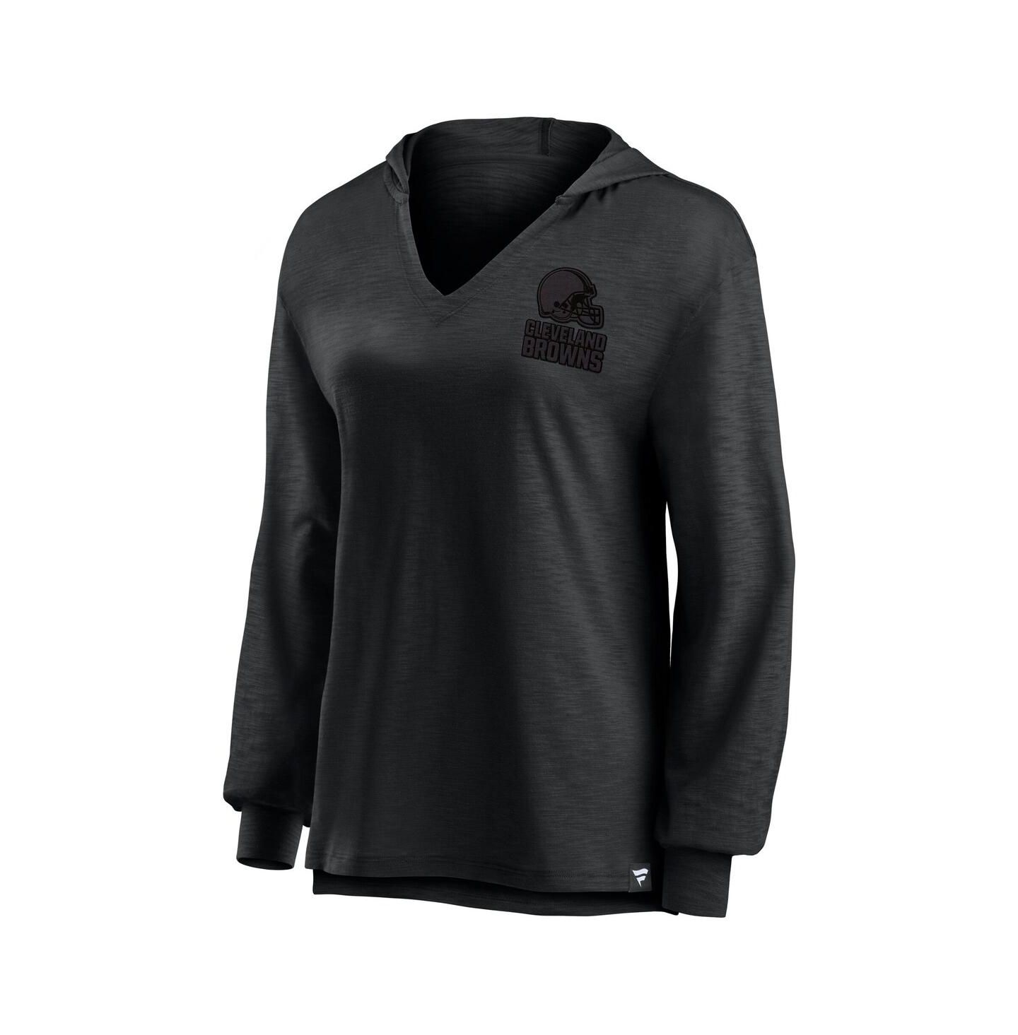 Женское худи Fanatics Cleveland Browns Blackout Slub V-Neck Long Sleeve T-Shirt — фото 2