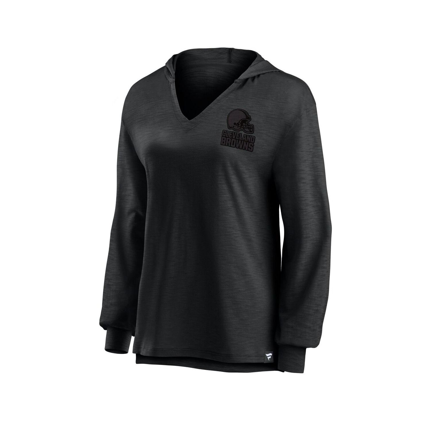 Women's Cleveland Browns Blackout Slub Hoodie V-Neck Long Sleeve T-Shirt