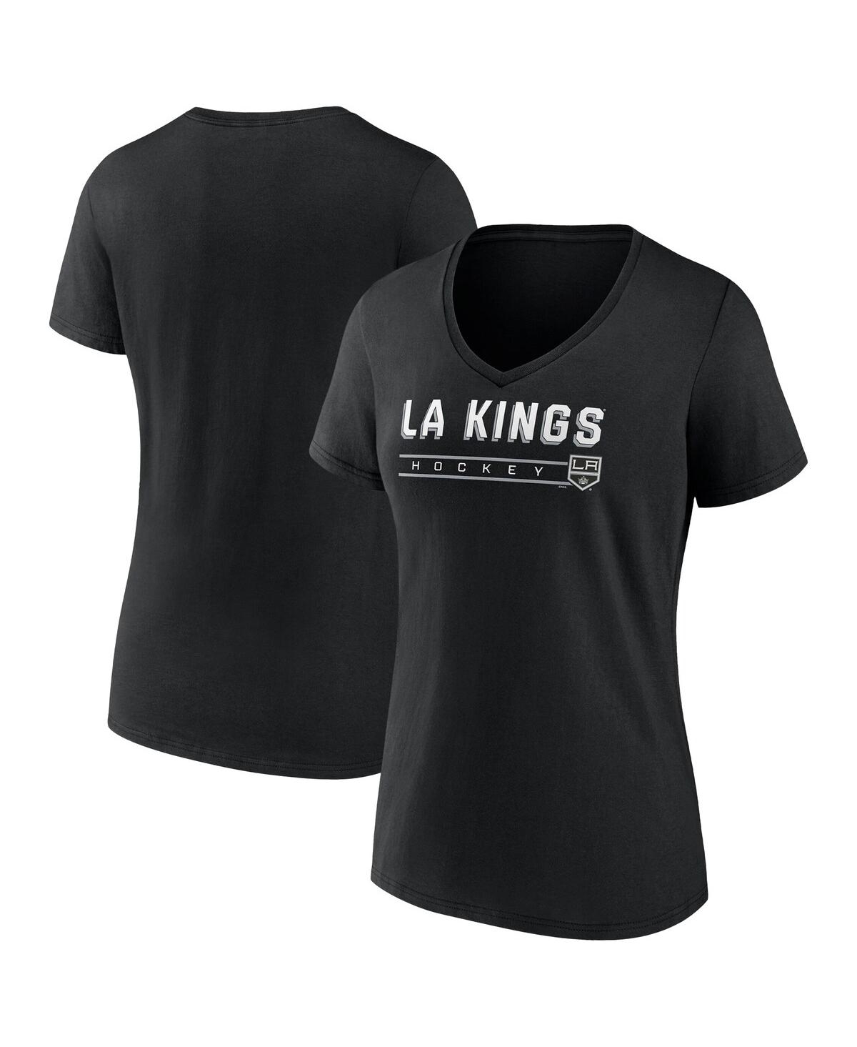 Fanatics Women's Black Los Angeles Kings V-neck T-shirt In Black