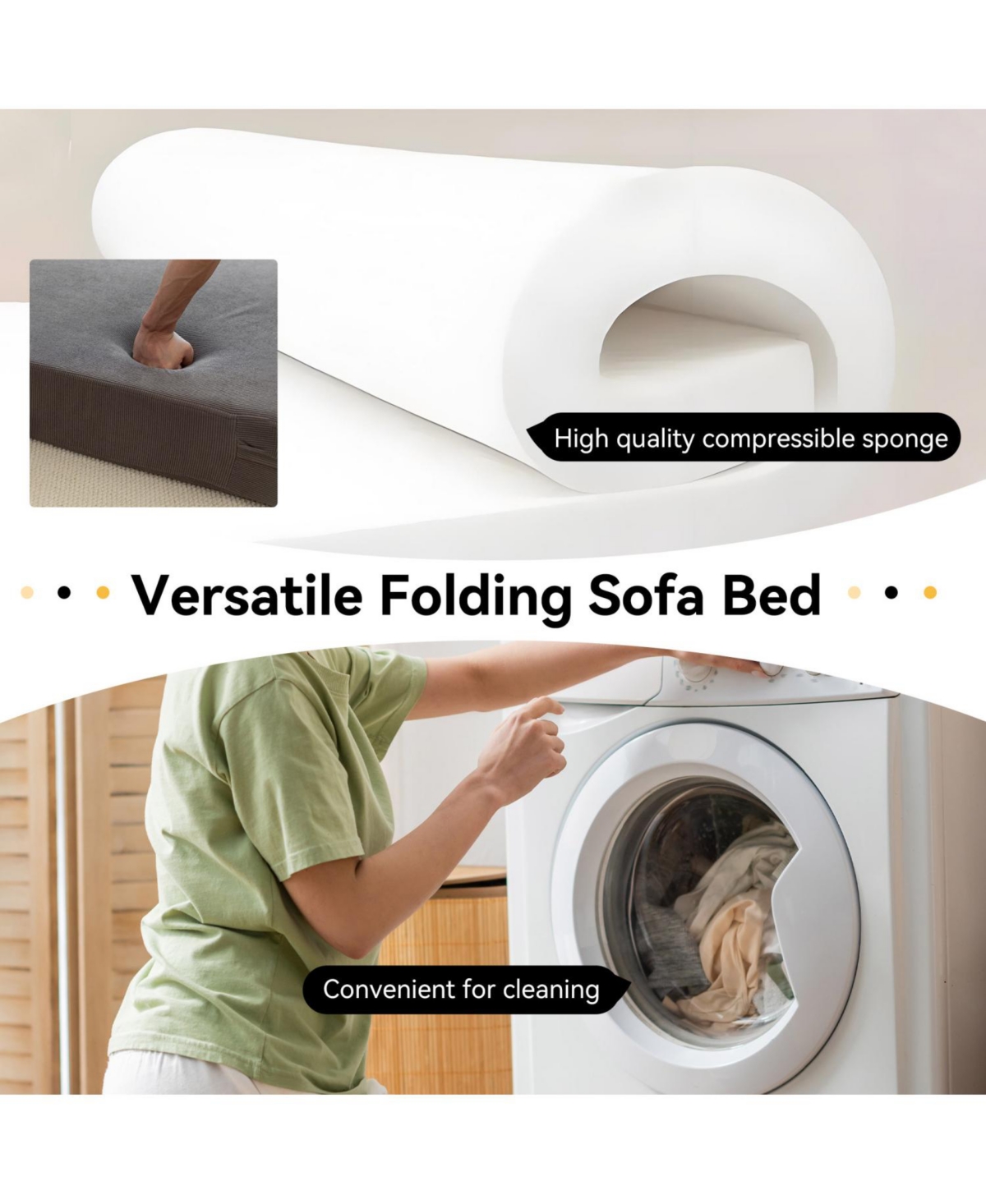 Streamdale Furniture Foldable Sofa Bed Sleeper Chair Twin