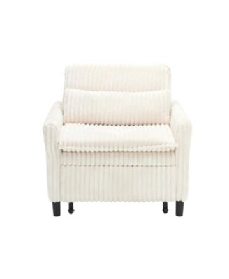 Beige Small Space Sofa Bed with Pillow