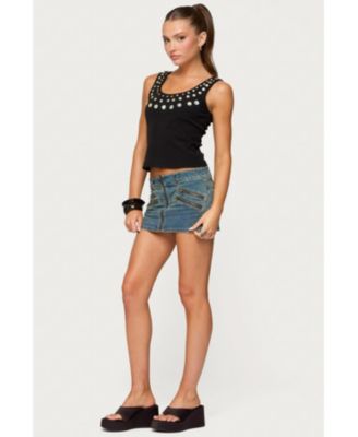 Women's Ronan Zip Up Denim Mini Skort