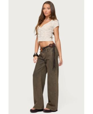 Women's Kristal Twist Front V Neck Top