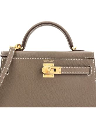 Pre-Owned Hermes Kelly 20 Handbag Grey Madame with Gold Hardware