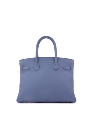 Pre-Owned Hermes Birkin 30 Handbag Blue Togo with Palladium Hardware