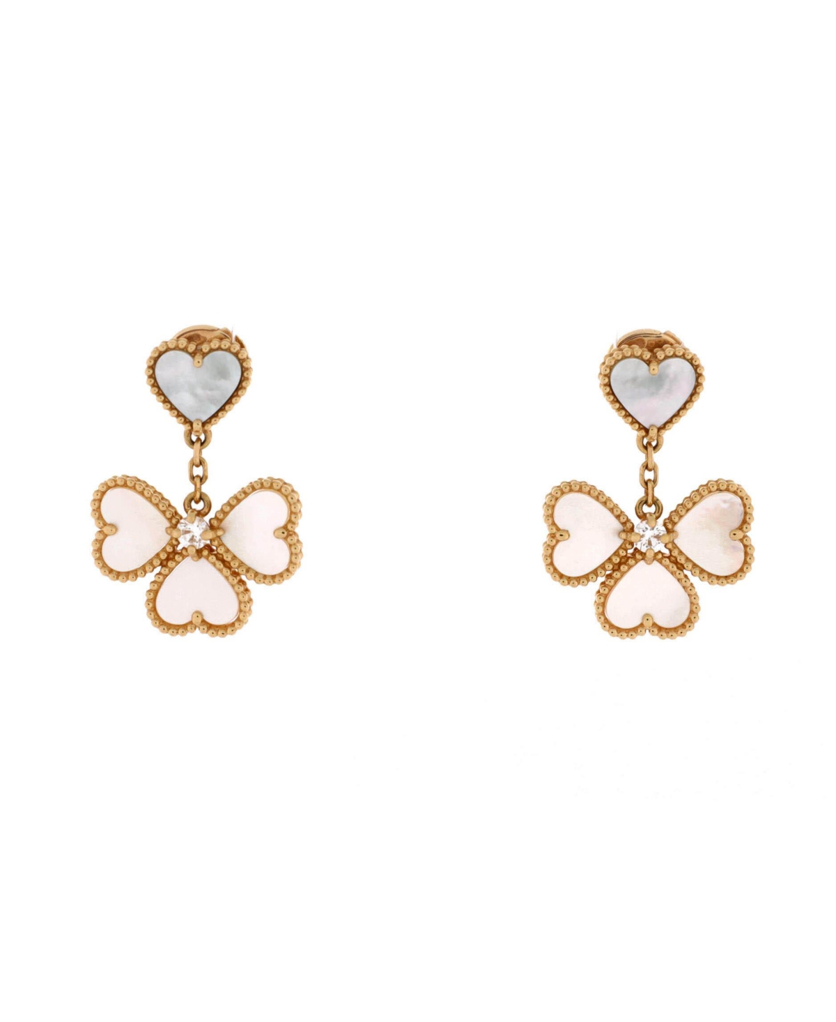 Sweet Alhambra Effeuillage Heart Earrings - 18k yellow gold