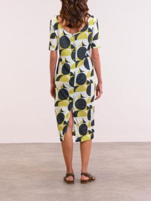 Women's Linen Blend Button Back Midi Dress