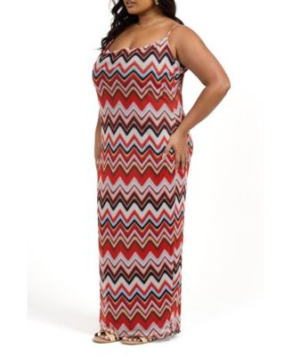 Women's Strapy Retro Print Mesh Maxi Dress