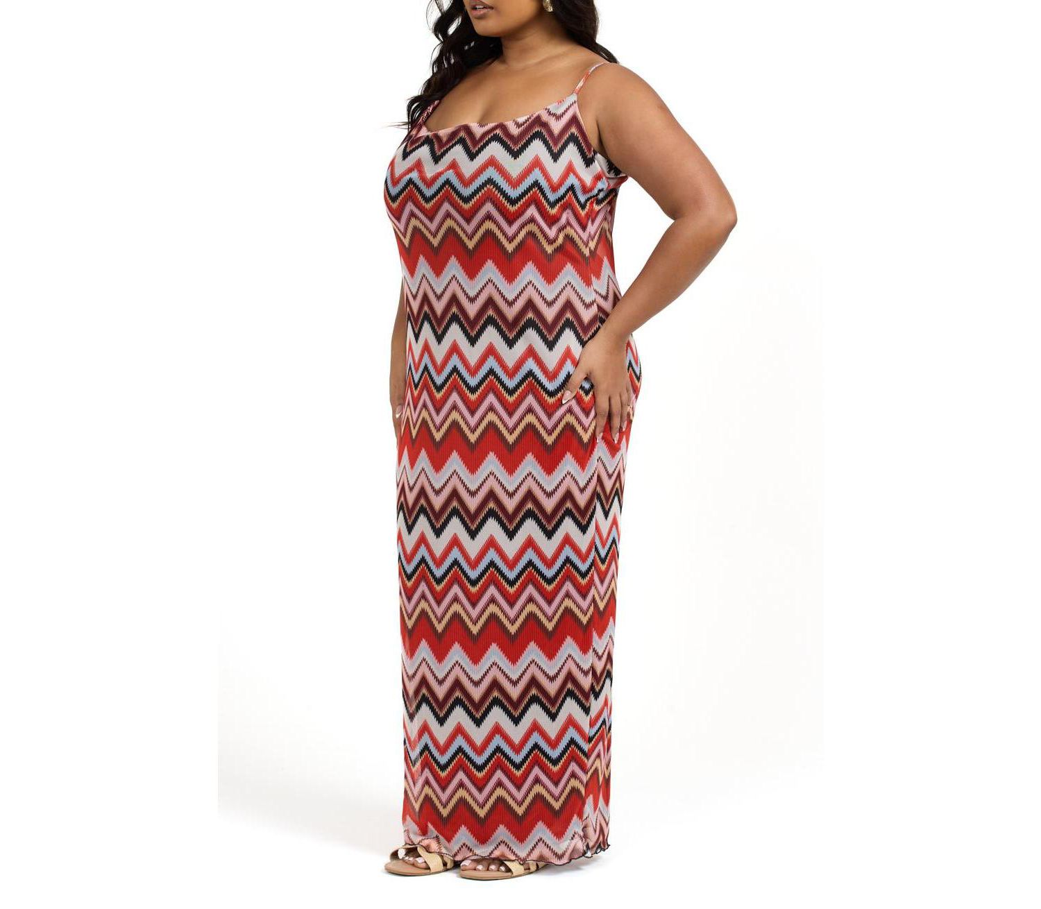 Women's Strapy Retro Print Mesh Maxi Dress