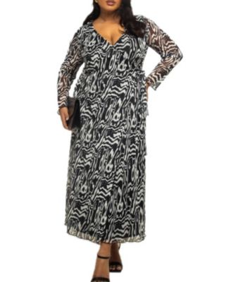 Women's Monochrome Print Midaxi Dress With Slit