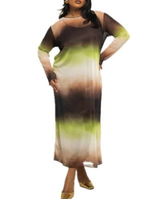 Women's Flowy Ombre Print Midi Dress