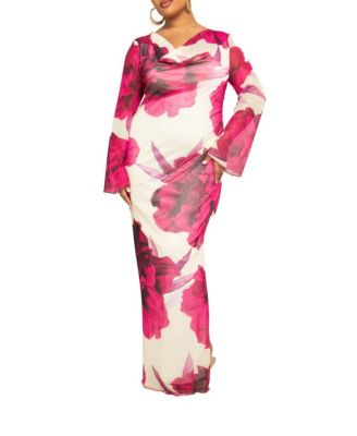 Women's Floral Print Maxi Dress With Slit