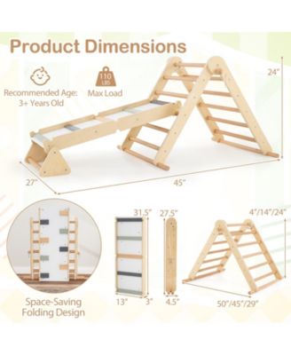 3-in-1 Pikler Triangle Climbing Set Kids Montessori Climbing Toys Wooden Climber