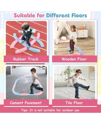 Kids Colored Balance Beams w/ Non-slip Textured Surface Bottom Pad Multicolor