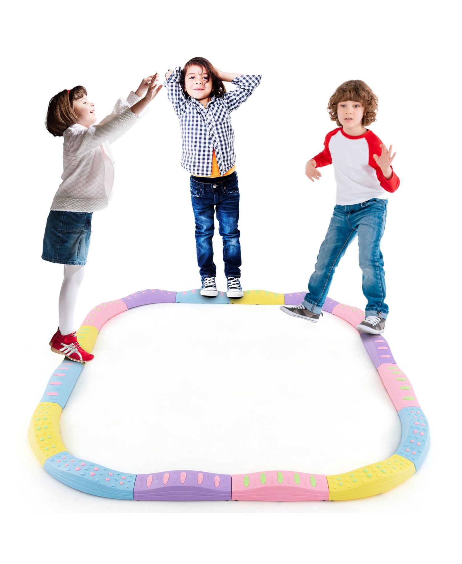 Balance Beams for Kids w/ Non-slip Textured Surface Bottom Pad Multicolor