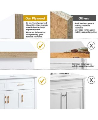 48" White Vanity with Ceramic Sink Combo, 4 Soft-Close Doors & 4 Drawers, Elegant Storage Unit